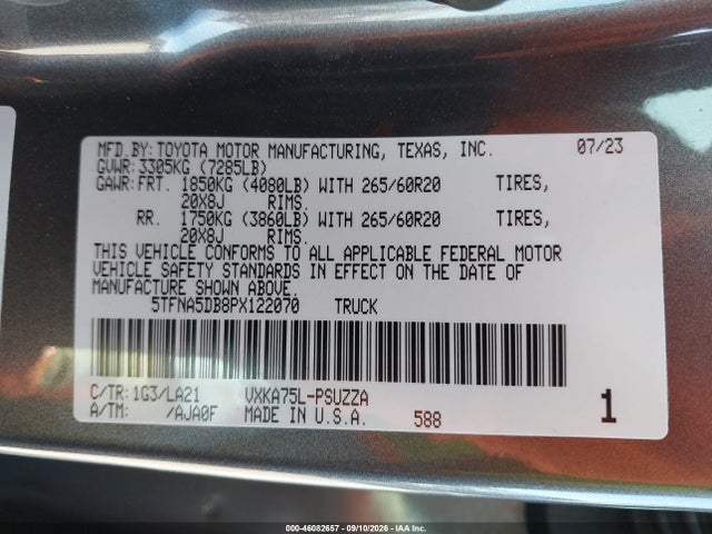 5TFNA5DB8PX122070 Toyota Tundra 4wd Platinum