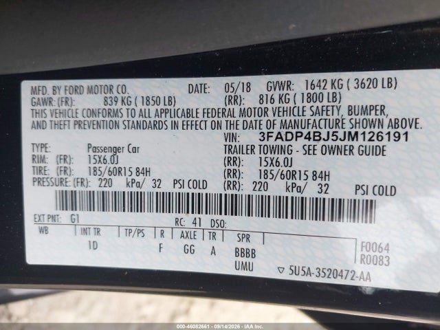 Ford FIESTA SE 2018 3FADP4BJ5JM126191 Image 9
