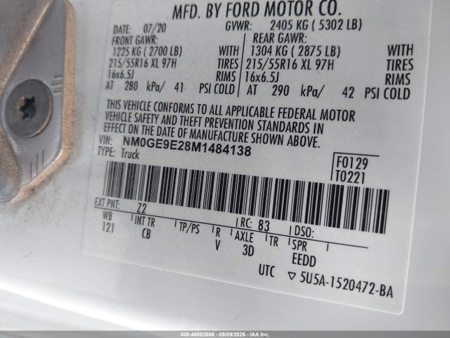 Продажа на аукционе авто 2021 Ford Transit Connect Xl Passenger, vin: NM0GE9E28M1484138, номер лота: 46082666