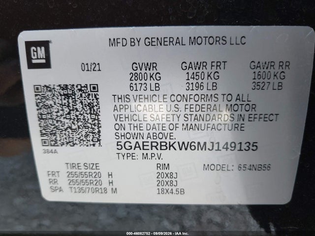 Продажа на аукционе авто 2021 Buick Enclave Fwd Essence, vin: 5GAERBKW6MJ149135, номер лота: 46082752
