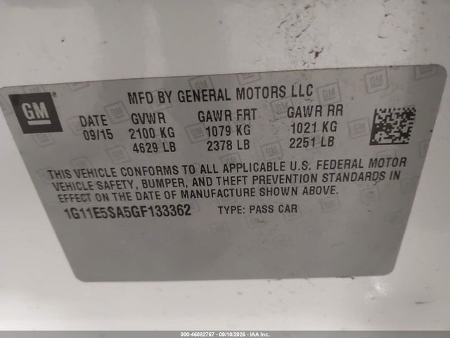 Продажа на аукционе авто 2016 Chevrolet Malibu Limited Ltz, vin: 1G11E5SA5GF133362, номер лота: 46082767