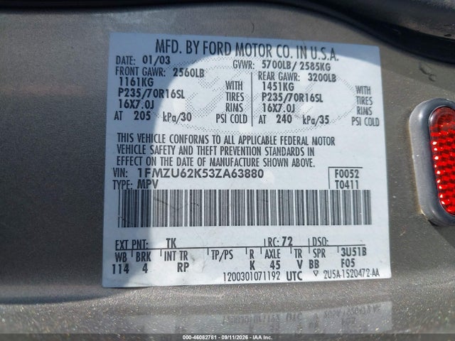 Продажа на аукционе авто 2003 Ford Explorer Xls, vin: 1FMZU62K53ZA63880, номер лота: 46082781