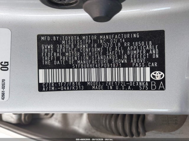 5YFBURHE4EP091871 Toyota COROLLA LE
