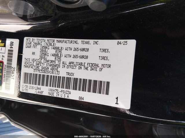 Продажа на аукционе авто 2025 Toyota Tundra Crewmax Platinum/crewmax 1794, vin: 5TFMC5DB2SX101133, номер лота: 46082891