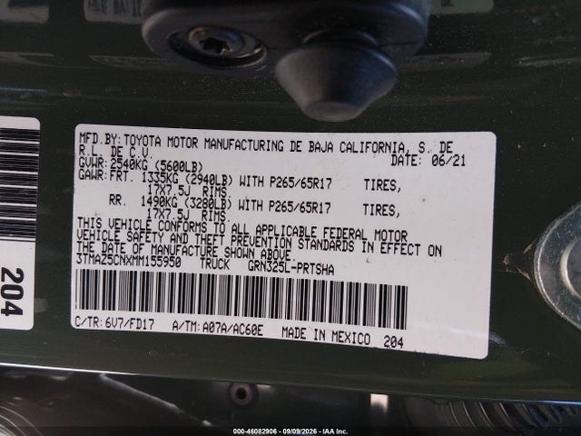 Toyota Tacoma Trd Sport 2021 3TMAZ5CNXMM155950 Image 9