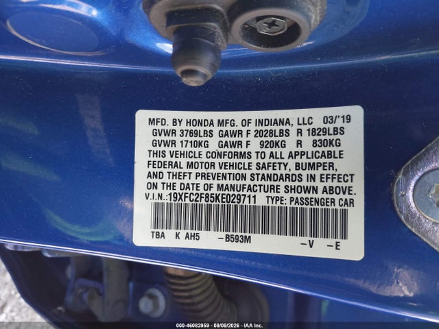 Honda Civic Sport 2019 19XFC2F85KE029711 Image 9