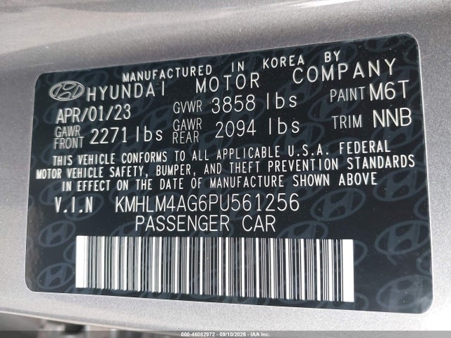 2023 Hyundai Elantra Sel მანქანა იყიდება აუქციონზე, vin: KMHLM4AG6PU561256, აუქციონის ნომერი: 46082972