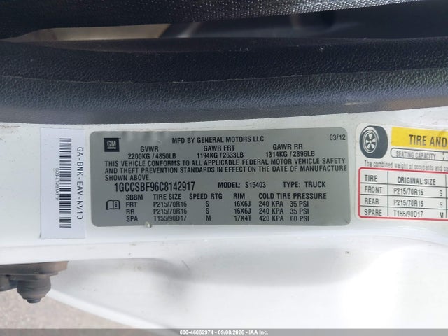 Продажа на аукционе авто 2012 Chevrolet Colorado Work Truck, vin: 1GCCSBF96C8142917, номер лота: 46082974