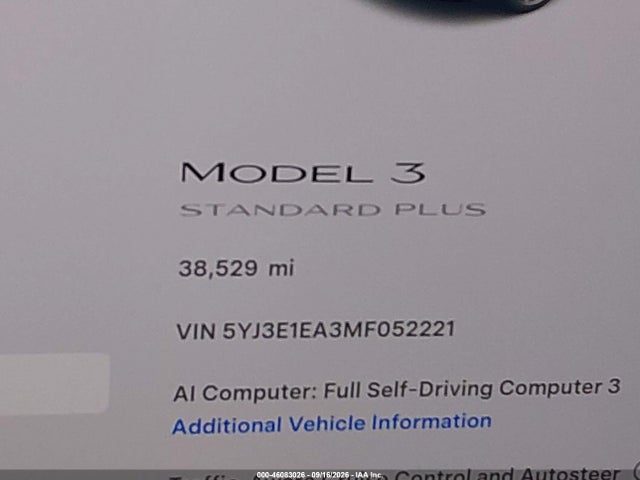 Tesla Model 3 Standard Range Plus Rear-wheel Drive 2021 5YJ3E1EA3MF052221 Image 16
