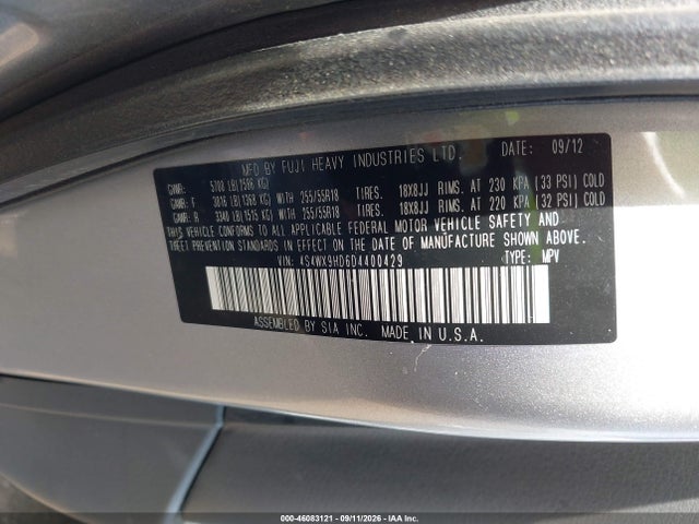 2013 Subaru Tribeca 3.6r Limited მანქანა იყიდება აუქციონზე, vin: 4S4WX9HD6D4400429, აუქციონის ნომერი: 46083121