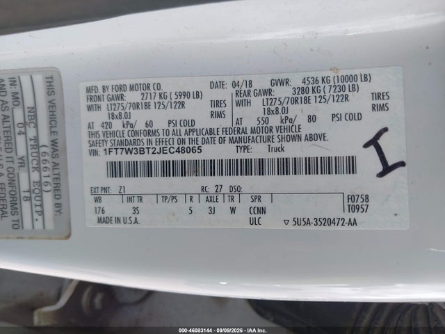 2018 Ford F-350 Xlt მანქანა იყიდება აუქციონზე, vin: 1FT7W3BT2JEC48065, აუქციონის ნომერი: 46083144