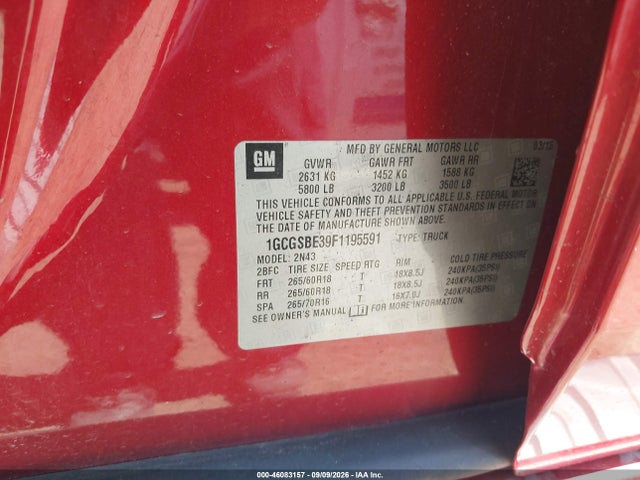Продаж на аукціоні авто 2015 Chevrolet Colorado Lt, vin: 1GCGSBE39F1195591, номер лоту: 46083157