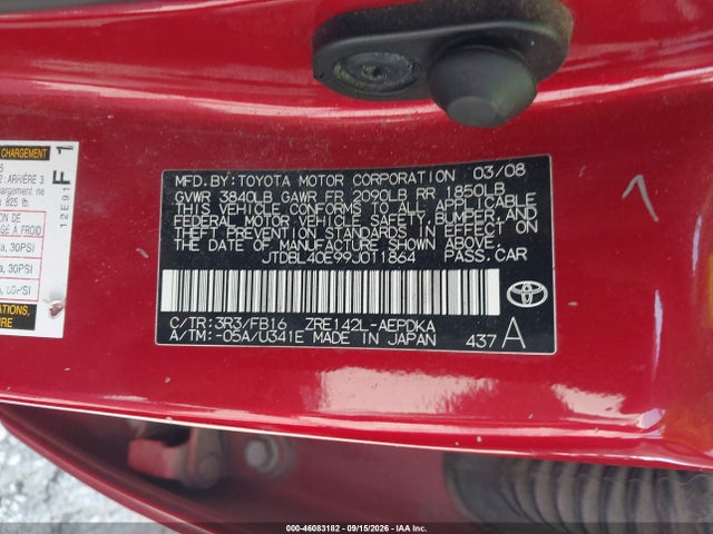 Aukcja sprzedaży 2009 Toyota Corolla Le, vin: JTDBL40E99J011864, numer aukcji: 46083182