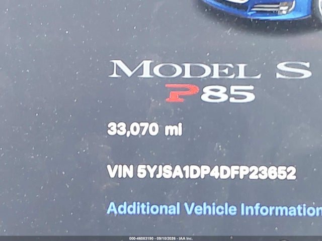 Aukcja sprzedaży 2013 Tesla Model S Performance, vin: 5YJSA1DP4DFP23652, numer aukcji: 46083190