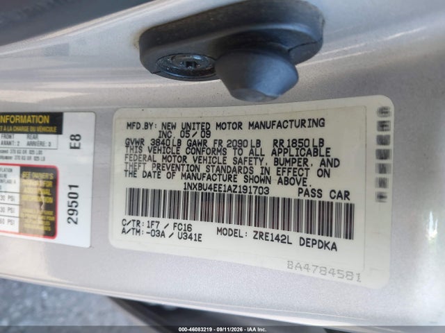 Продаж на аукціоні авто 2010 Toyota Corolla Le, vin: 1NXBU4EE1AZ191703, номер лоту: 46083219