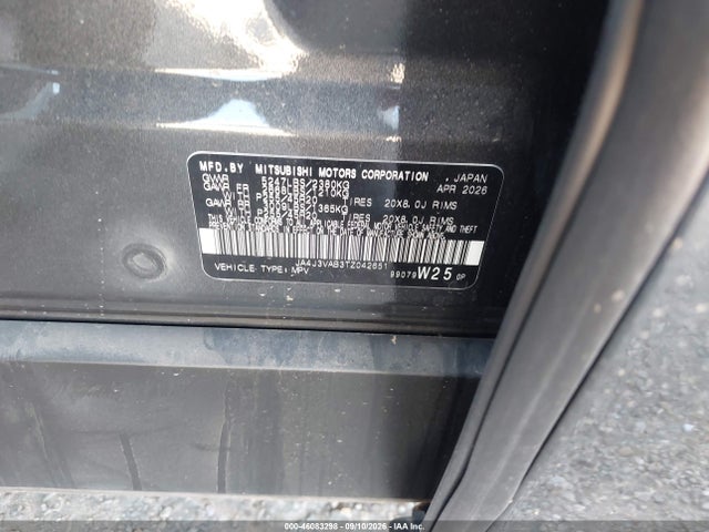 2026 Mitsubishi Outlander Le 2.5 2wd/se 2.5 2wd მანქანა იყიდება აუქციონზე, vin: JA4J3VAB3TZ042651, აუქციონის ნომერი: 46083298
