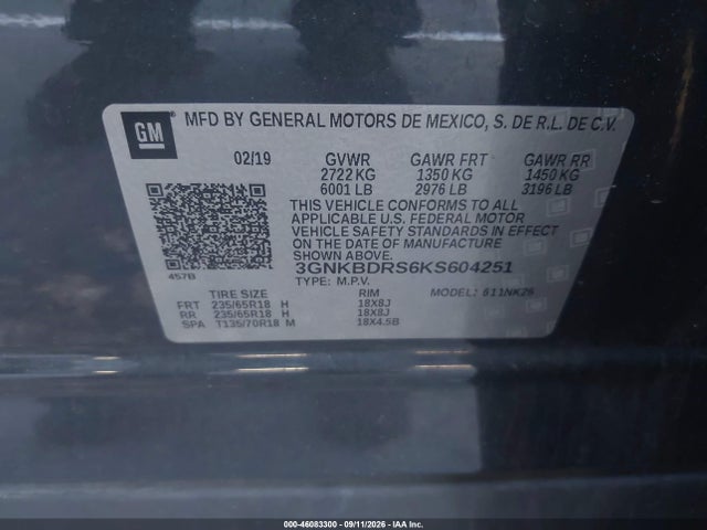 Chevrolet Blazer 2019 3GNKBDRS6KS604251 Image 9