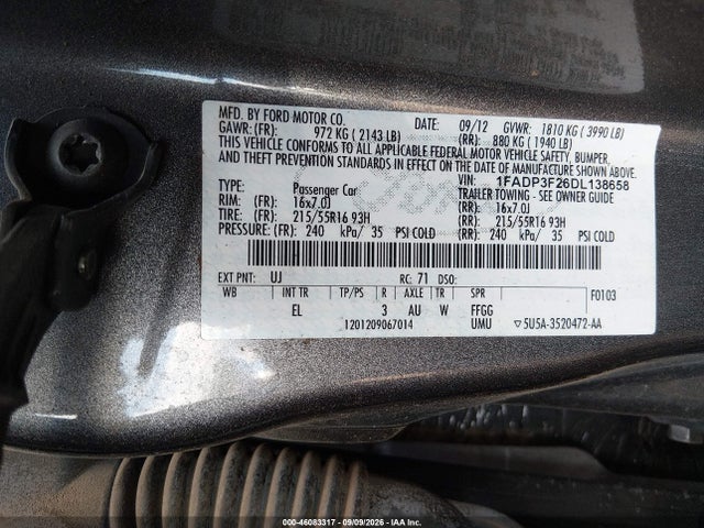 Aukcja sprzedaży 2013 Ford Focus Se, vin: 1FADP3F26DL138658, numer aukcji: 46083317