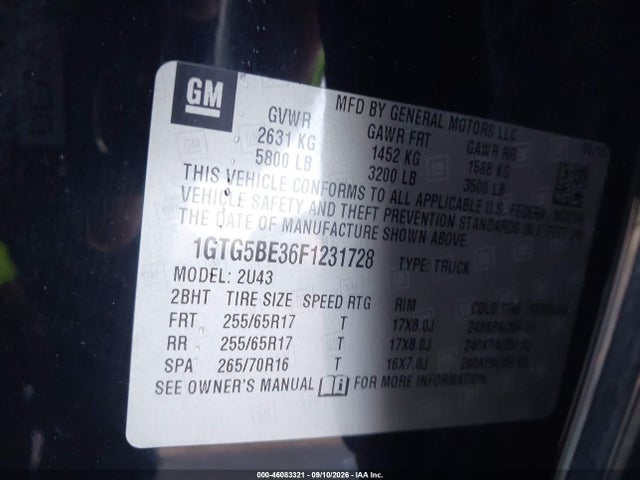 Продажа на аукционе авто 2015 Gmc Canyon Sle, vin: 1GTG5BE36F1231728, номер лота: 46083321