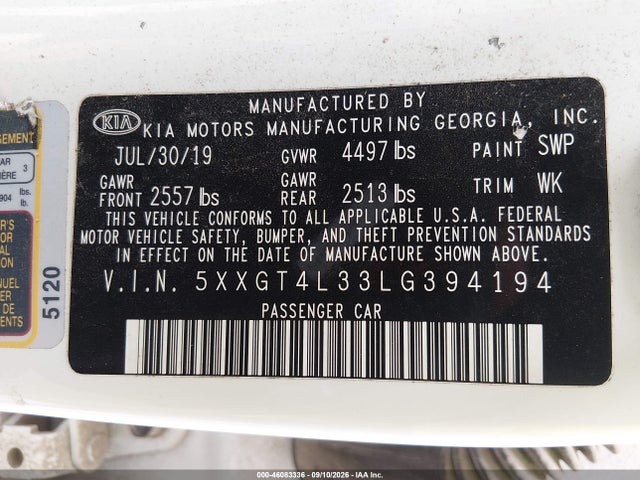 KIA Optima Lx 2020 5XXGT4L33LG394194 Image 9