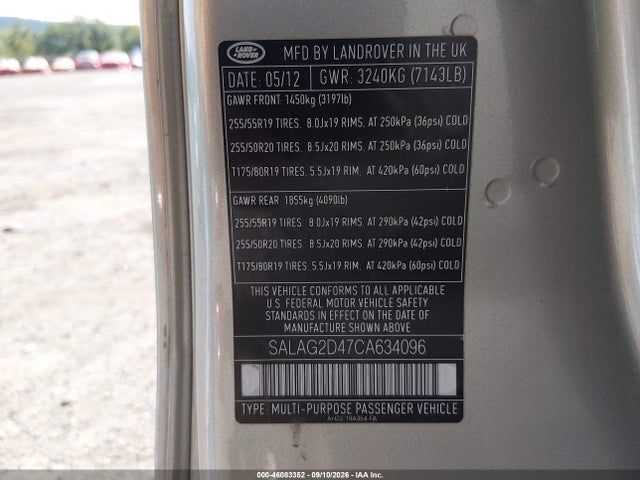 Продаж на аукціоні авто 2012 Land Rover Lr4, vin: SALAG2D47CA634096, номер лоту: 46083352