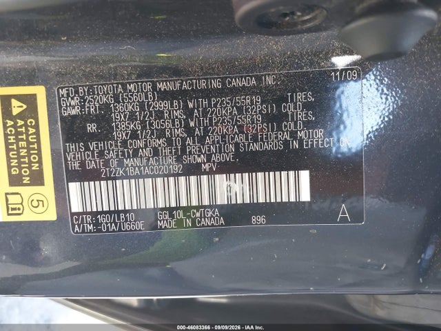 2010 Lexus Rx 350 მანქანა იყიდება აუქციონზე, vin: 2T2ZK1BA1AC020192, აუქციონის ნომერი: 46083366