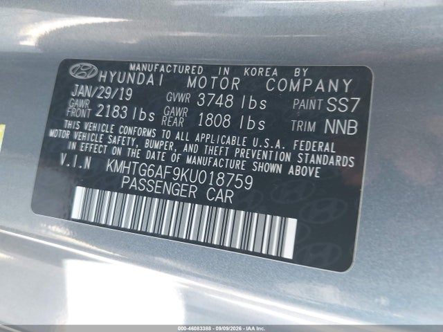 Продаж на аукціоні авто 2019 Hyundai Veloster 2.0, vin: KMHTG6AF9KU018759, номер лоту: 46083388
