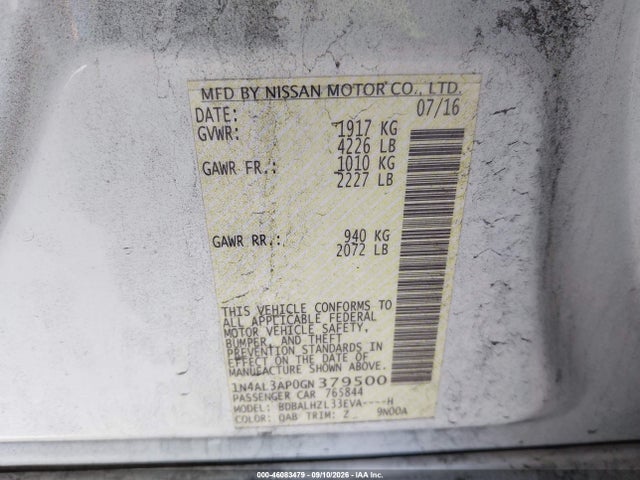 Nissan Altima 2.5 Sr 2016 1N4AL3AP0GN379500 Image 9