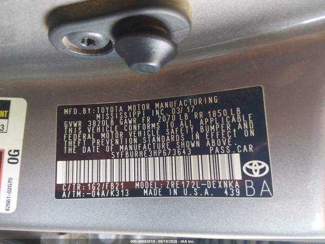 Toyota COROLLA LE 2017 5YFBURHE3HP673643 Image 9
