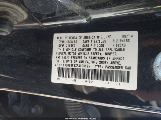 Продаж на аукціоні авто 2015 Acura Tlx V6 Tech, vin: 19UUB3F5XFA000995, номер лоту: 46083601