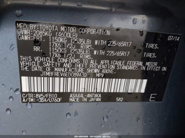 Toyota RAV4 LE 2014 JTMBFREV6ED089430 Image 9