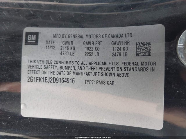2013 Chevrolet Camaro 2ss მანქანა იყიდება აუქციონზე, vin: 2G1FK1EJ2D9164916, აუქციონის ნომერი: 46083645