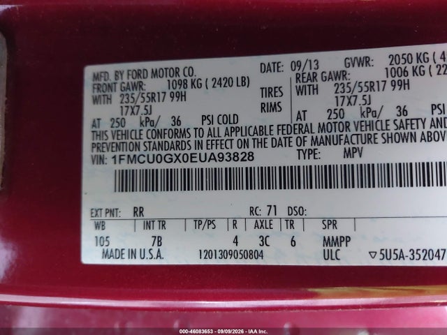 Ford ESCAPE SE 2014 1FMCU0GX0EUA93828 Image 9