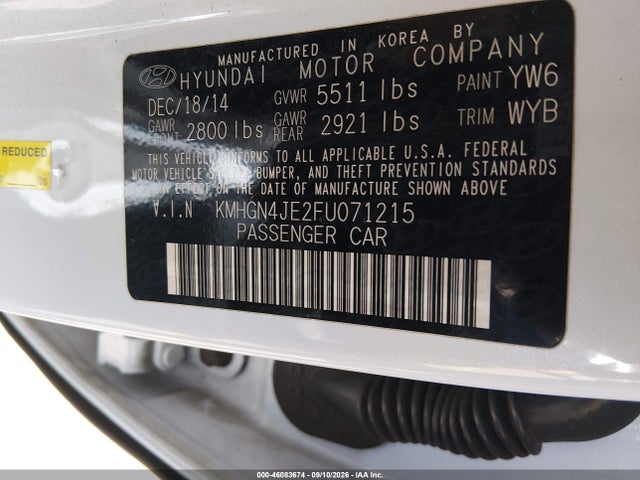 Продаж на аукціоні авто 2015 Hyundai Genesis 3.8, vin: KMHGN4JE2FU071215, номер лоту: 46083674