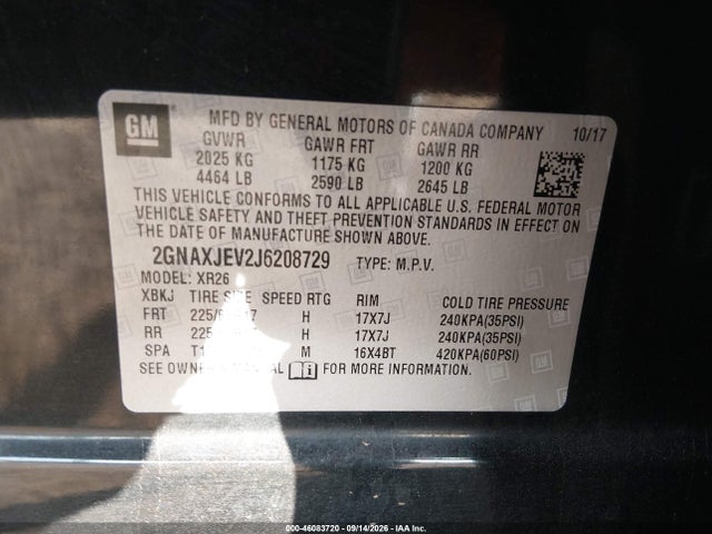 Chevrolet EQUINOX LT 2018 2GNAXJEV2J6208729 Image 9