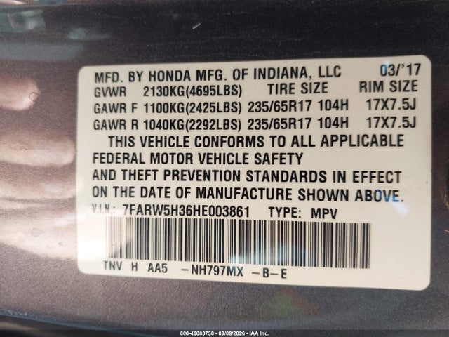 Продаж на аукціоні авто 2017 Honda Cr-v Lx, vin: 7FARW5H36HE003861, номер лоту: 46083730
