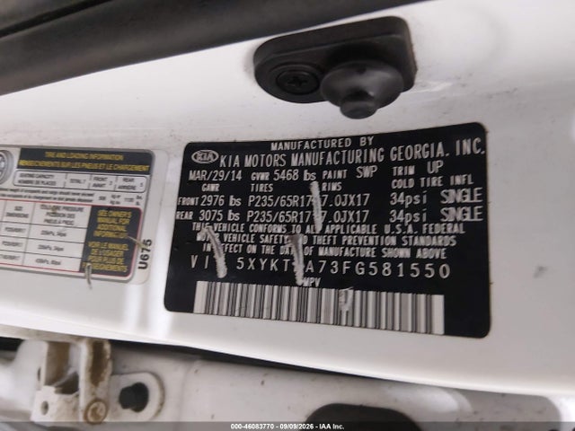KIA Sorento Lx V6 2015 5XYKTDA73FG581550 Image 9