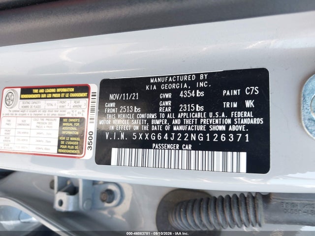 Продаж на аукціоні авто 2022 Kia K5 Gt-line, vin: 5XXG64J22NG126371, номер лоту: 46083781
