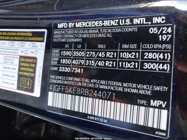 4JGFF5KE8RB244071 Mercedes-Benz Gls 450 4matic