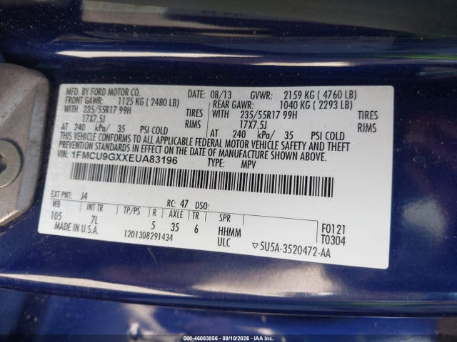 Ford ESCAPE SE 2014 1FMCU9GXXEUA83196 Image 9