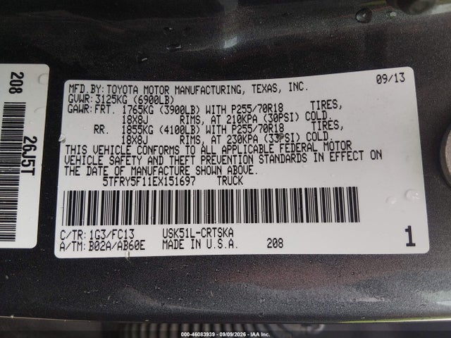 Aukcja sprzedaży 2014 Toyota Tundra Sr5 5.7l V8, vin: 5TFRY5F11EX151697, numer aukcji: 46083939