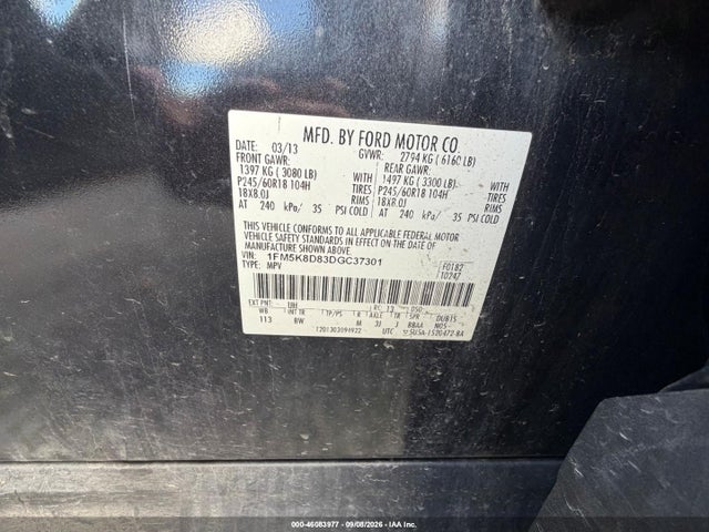 Продажа на аукционе авто 2013 Ford Explorer Xlt, vin: 1FM5K8D83DGC37301, номер лота: 46083977