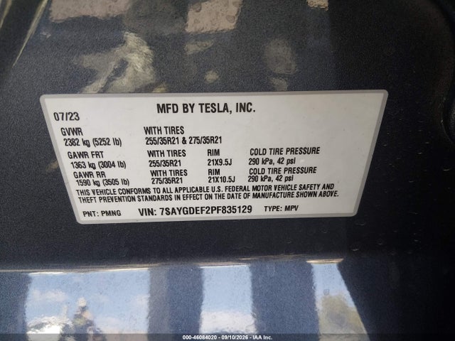 Tesla Model Y Performance Dual Motor All-wheel Drive 2023 7SAYGDEF2PF835129 Image 9