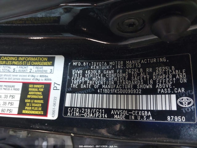 Продаж на аукціоні авто 2013 Toyota Camry Hybrid Xle, vin: 4T1BD1FK5DU090932, номер лоту: 46084041