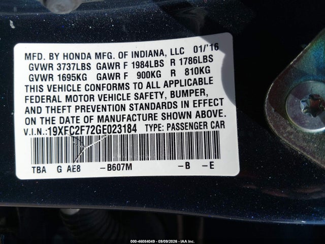 19XFC2F72GE023184 Honda CIVIC EX