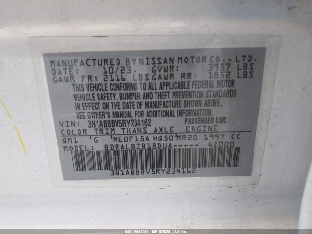 3N1AB8BV5RY234162 Nissan Sentra S Xtronic Cvt
