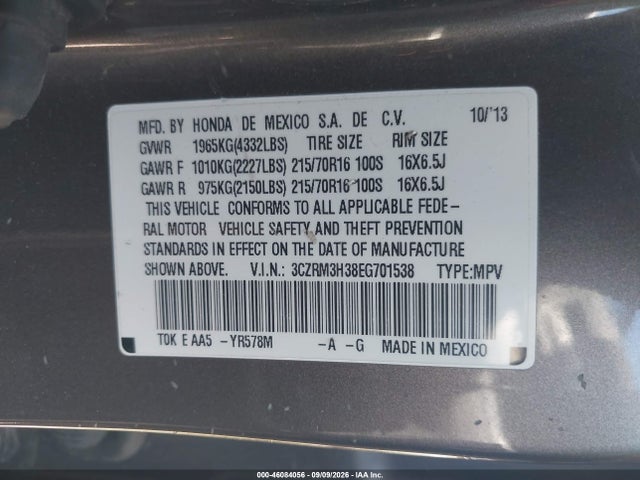 Honda CR-V LX 2014 3CZRM3H38EG701538 Image 9