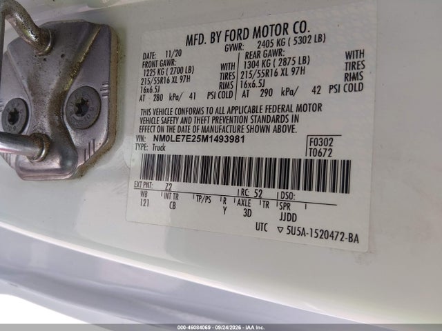 Продаж на аукціоні авто 2021 Ford Transit Connect Xl, vin: NM0LE7E25M1493981, номер лоту: 46084069