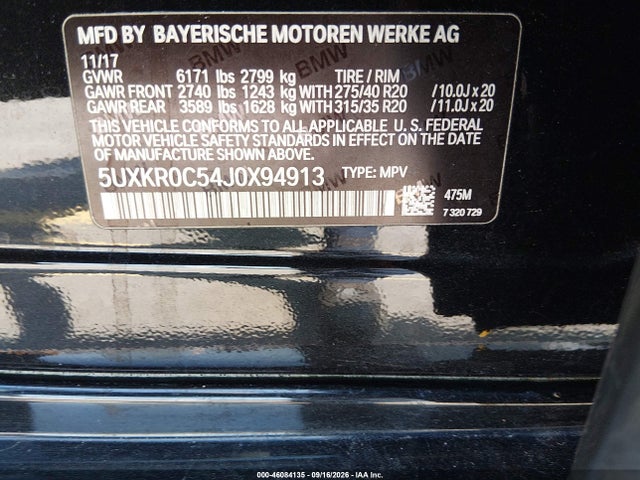 Продажа на аукционе авто 2018 Bmw X5 Xdrive35i, vin: 5UXKR0C54J0X94913, номер лота: 46084135