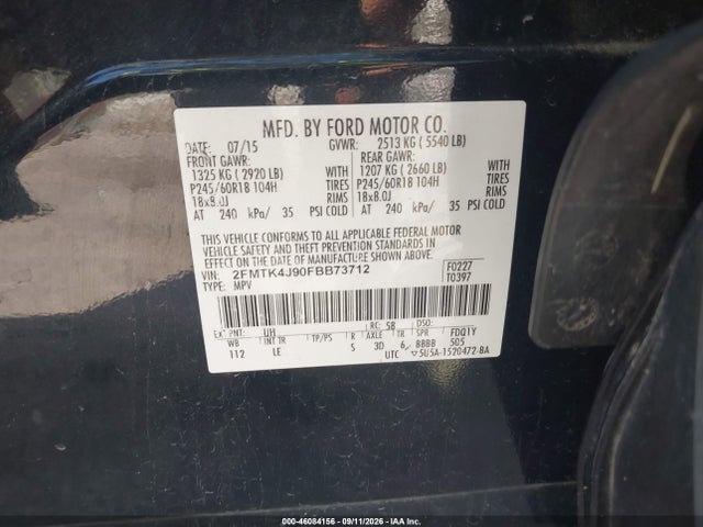 Продажа на аукционе авто 2015 Ford Edge Sel, vin: 2FMTK4J90FBB73712, номер лота: 46084156